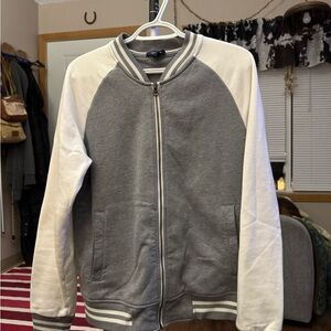 GAP Gray and Cream Bomber Jacket